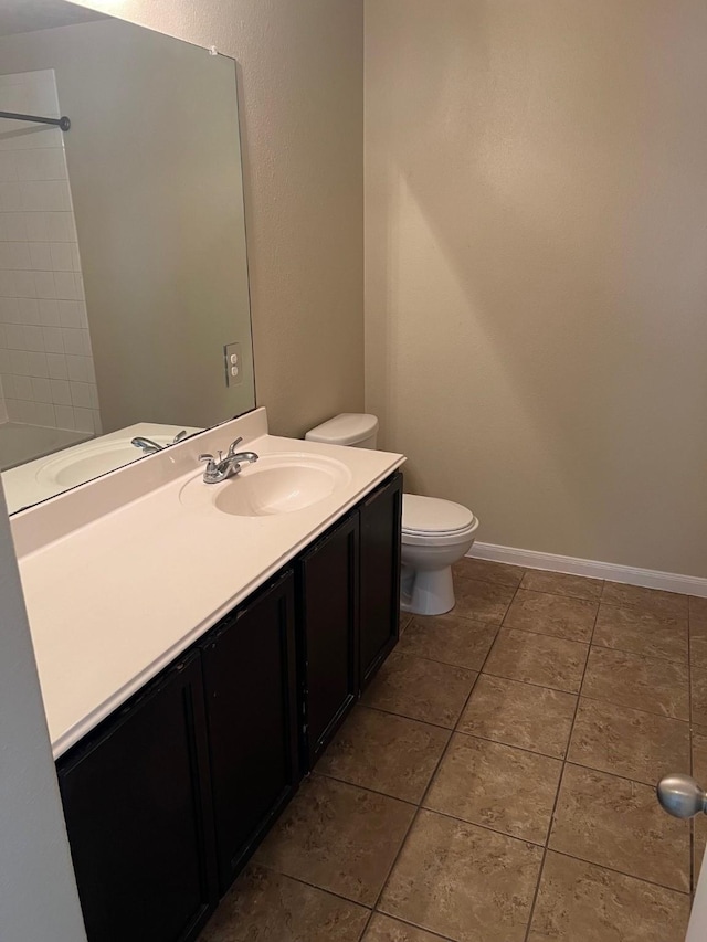 16127 Port O Call St, Crosby, TX 77532 - bathroom featuring toilet, vanity, tile patterned flooring, and a shower