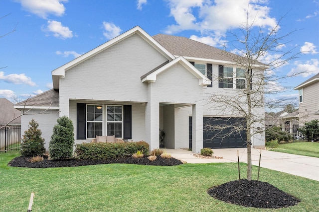 2221 Hay Field Ct, Conroe, TX 77384 - traditional home featuring brick siding, concrete driveway, an attached garage, and a shingled roof