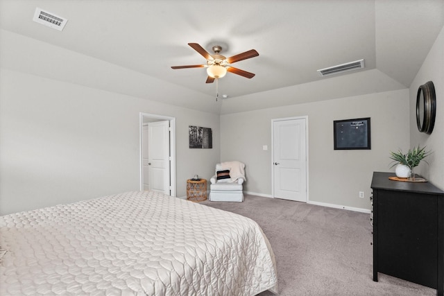2221 Hay Field Ct, Conroe, TX 77384 - carpeted bedroom featuring lofted ceiling, baseboards, and ceiling fan