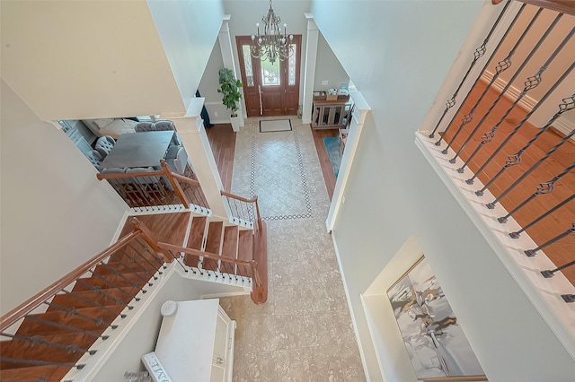 8807 Stones Throw Ln, Missouri City, TX 77459 - entryway featuring a chandelier and baseboards