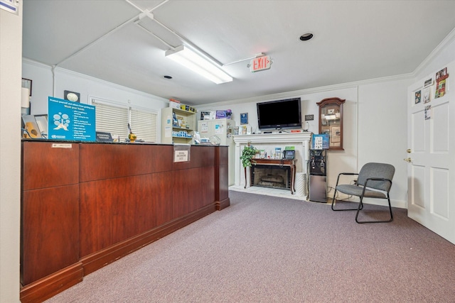 5135 Edloe St, Houston, TX 77005 - welcome area featuring crown molding and a fireplace