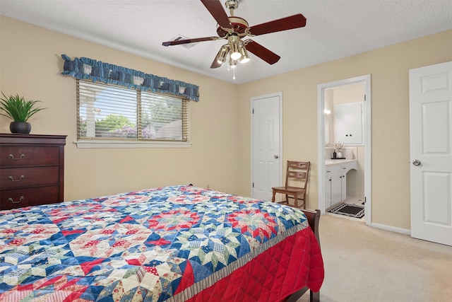 1109 Alan St, Deer Park, TX 77536 - bedroom featuring carpet floors, ensuite bathroom, and ceiling fan