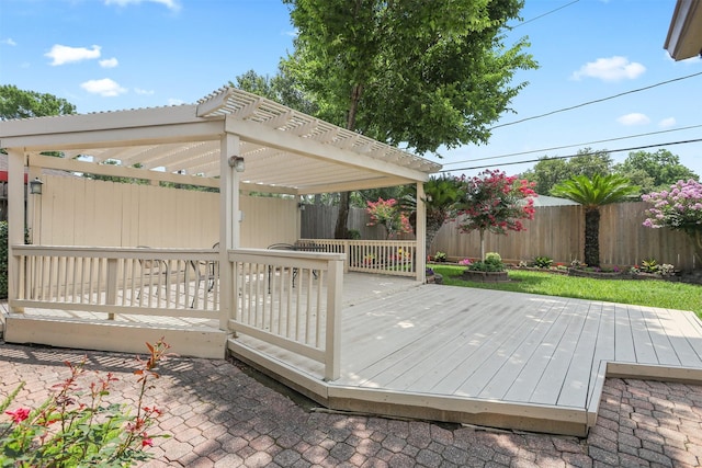1109 Alan St, Deer Park, TX 77536 - wooden deck with a pergola and a fenced backyard