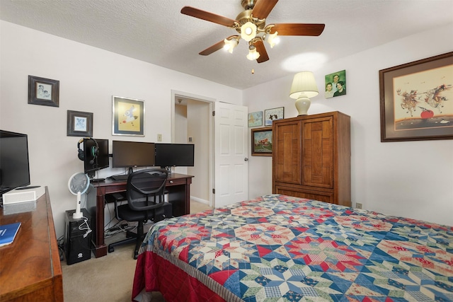 1109 Alan St, Deer Park, TX 77536 - carpeted bedroom featuring an office area and ceiling fan