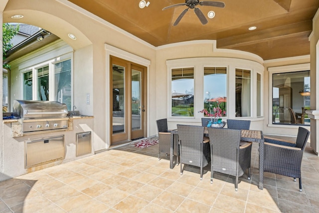 24807 Thorton Knolls Dr, Spring, TX 77389 - view of patio / terrace featuring a ceiling fan and outdoor dining area