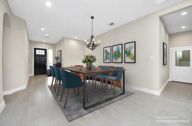 2003 Marthoman Dr, Missouri City, TX 77489 - dining room featuring baseboards, a chandelier, and recessed lighting