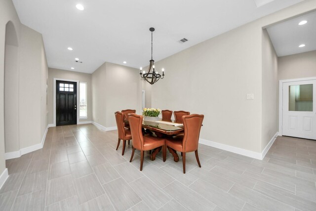 2003 Marthoman Dr, Missouri City, TX 77489 - dining room featuring a chandelier, baseboards, and recessed lighting