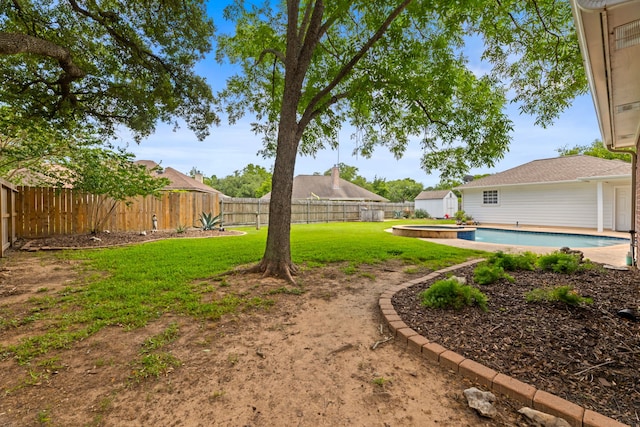 6509 Patricia St, Katy, TX 77493 - view of yard featuring a pool with connected hot tub
