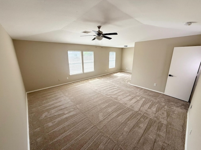3403 Fox Ct, Pearland, TX 77581 - spare room with lofted ceiling, light colored carpet, a ceiling fan, baseboards, and a smoke detector