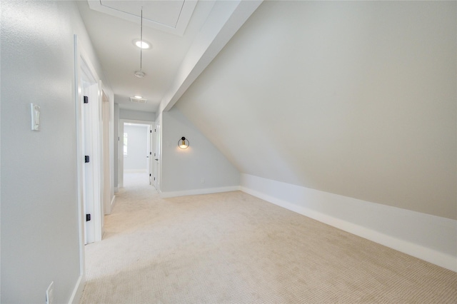 1810 Eagle Falls Ct, Houston, TX 77077 - additional living space with carpet floors, attic access, vaulted ceiling, and baseboards