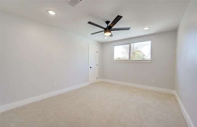 1810 Eagle Falls Ct, Houston, TX 77077 - spare room featuring light carpet, recessed lighting, a ceiling fan, and baseboards