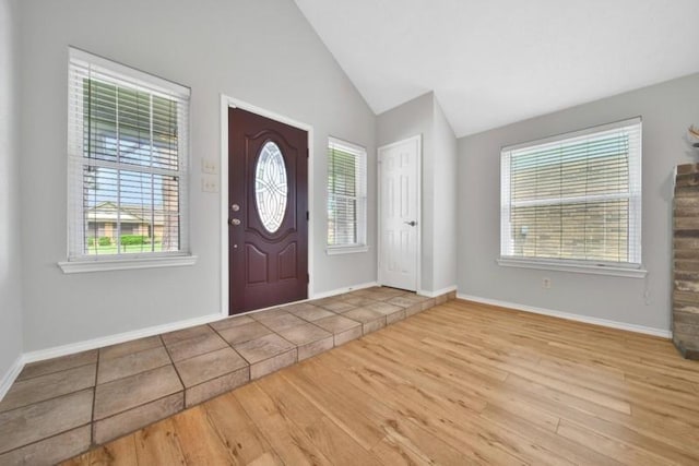 1223 Berrystone Trl, Missouri City, TX 77459 - entryway with wood finished floors, lofted ceiling, and baseboards