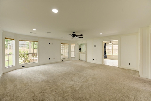 1802 Cobblestone Ct, Richmond, TX 77406 - spare room with light colored carpet, ceiling fan, recessed lighting, and baseboards