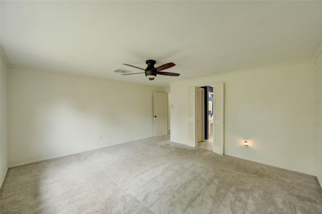 1802 Cobblestone Ct, Richmond, TX 77406 - unfurnished room with ceiling fan, light colored carpet, and crown molding