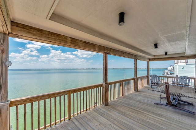 247 Isles End Rd, Tiki Island, TX 77554 - wooden deck featuring a water view
