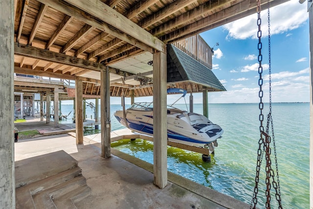 247 Isles End Rd, Tiki Island, TX 77554 - dock with boat lift and a water view