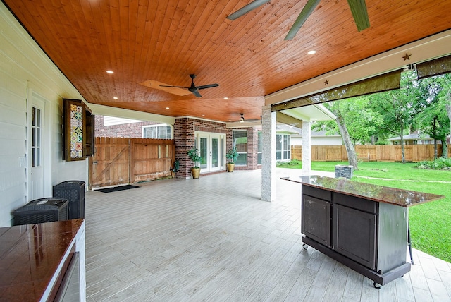 3911 Fielder Cir, Missouri City, TX 77459 - view of patio / terrace with ceiling fan and french doors
