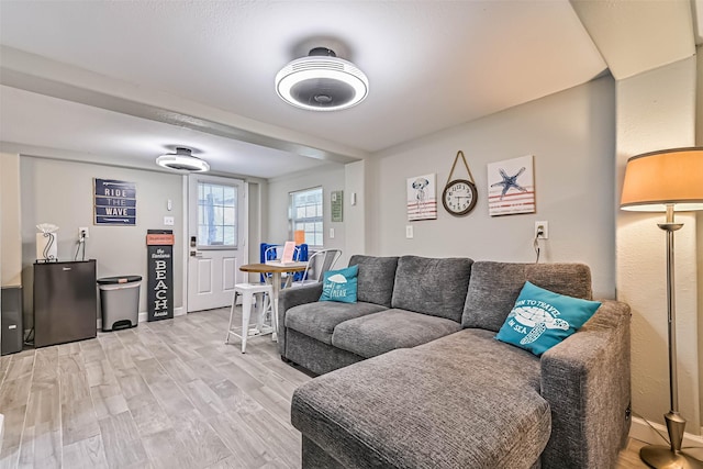 4126 Reeves Dr, Galveston, TX 77554 - living room with light wood finished floors and baseboards