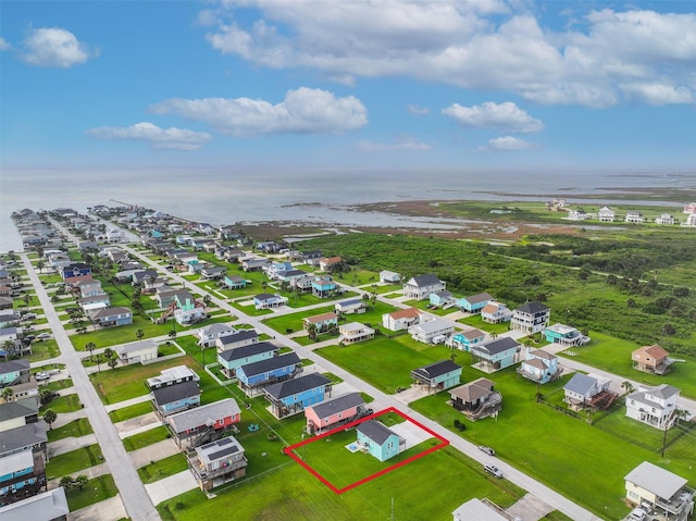 4126 Reeves Dr, Galveston, TX 77554 - aerial view of residential area with a large body of water and property boundaries highlighted