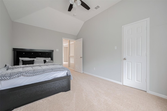 6718 Cleft Stone Dr, Houston, TX 77084 - bedroom featuring lofted ceiling, carpet, baseboards, and ceiling fan