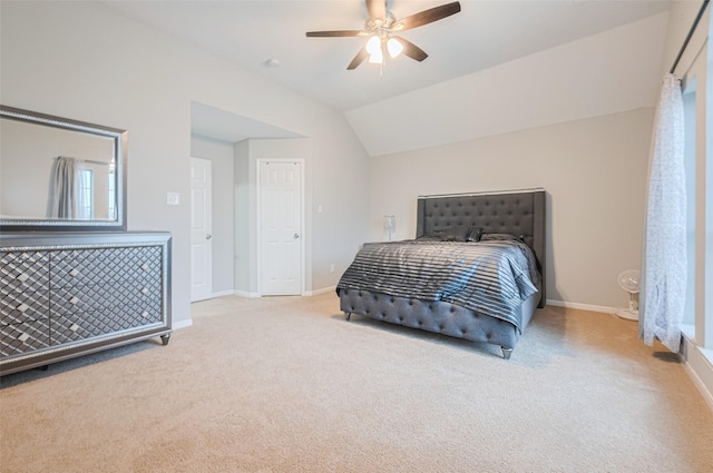 6718 Cleft Stone Dr, Houston, TX 77084 - bedroom with carpet, baseboards, lofted ceiling, and ceiling fan