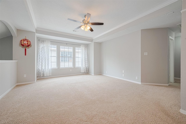 6718 Cleft Stone Dr, Houston, TX 77084 - carpeted spare room featuring ceiling fan, baseboards, and a tray ceiling