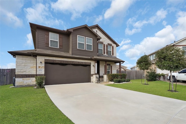 8835 Willet St, Baytown, TX 77521 - view of front of house featuring stone siding, an attached garage, and driveway