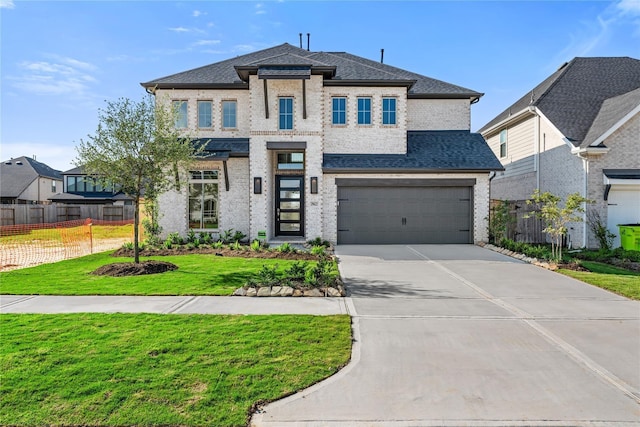 29622 Sterling Knoll Dr, Fulshear, TX 77441 - view of front of property with driveway, an attached garage, brick siding, and a shingled roof