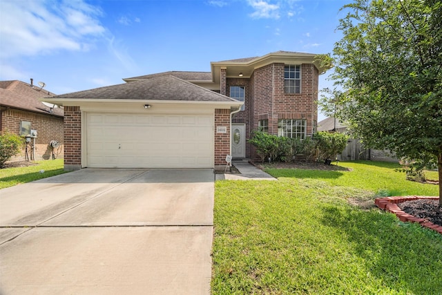 14531 County Cress Dr, Houston, TX 77047 - traditional-style house featuring driveway, an attached garage, brick siding, and a front yard