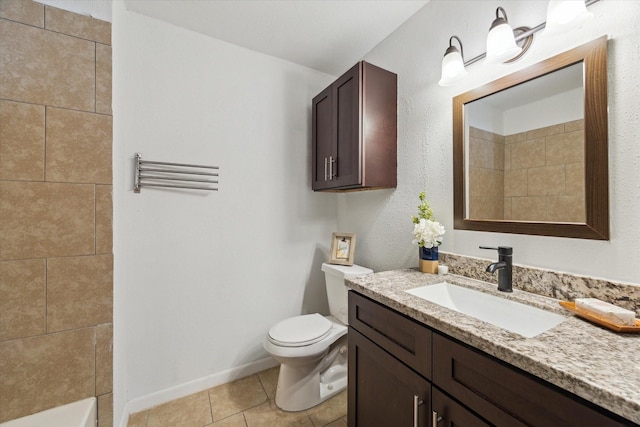8020 Braesmain Dr Unit 1710, Houston, TX 77025 - bathroom featuring vanity, toilet, tile patterned flooring, a shower, and baseboards