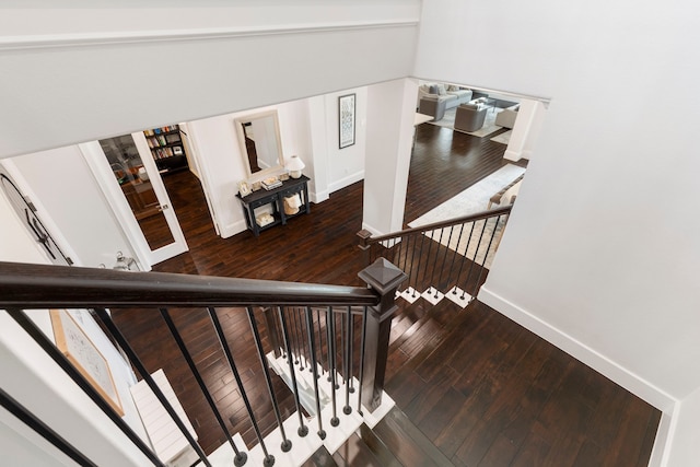 6914 Champion Trl, Katy, TX 77493 - stairway with wood-type flooring and baseboards