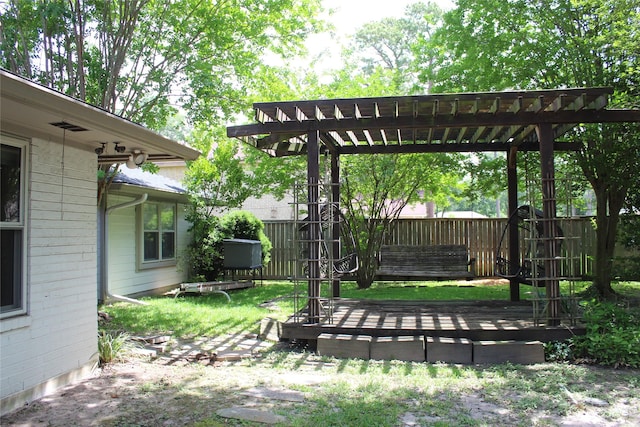 638 Andover St, Spring, TX 77373 - view of yard featuring a deck and a pergola