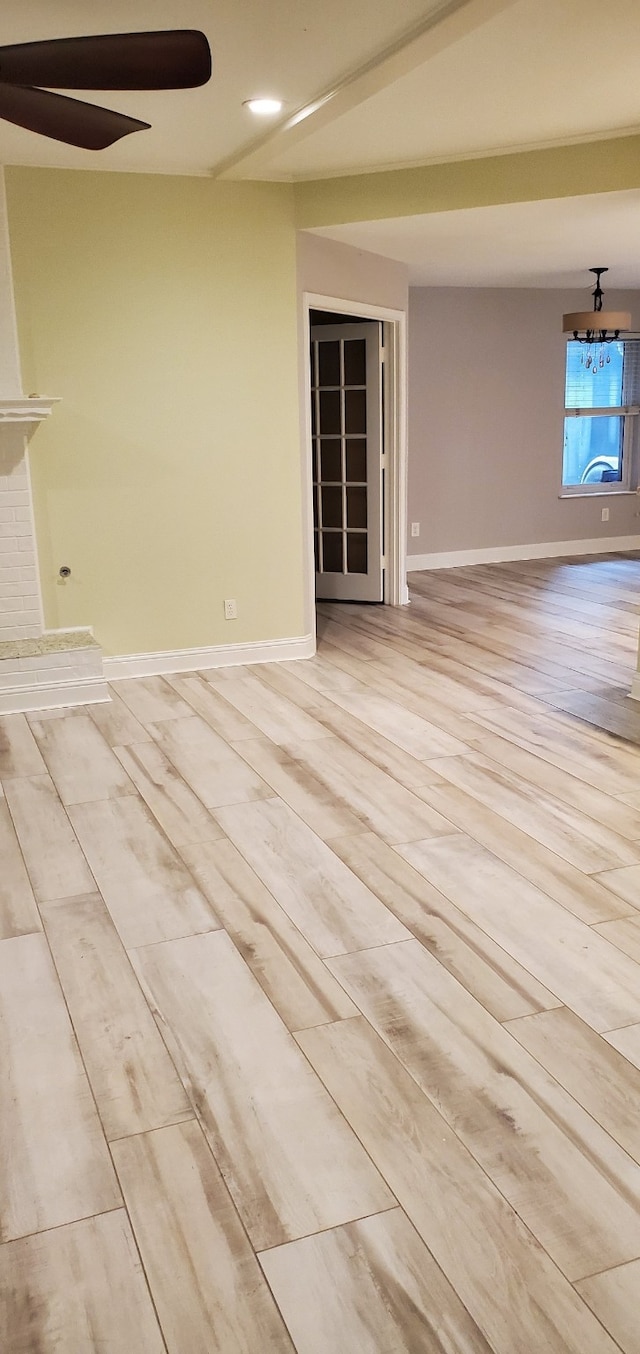 638 Andover St, Spring, TX 77373 - unfurnished living room featuring light wood finished floors and a ceiling fan