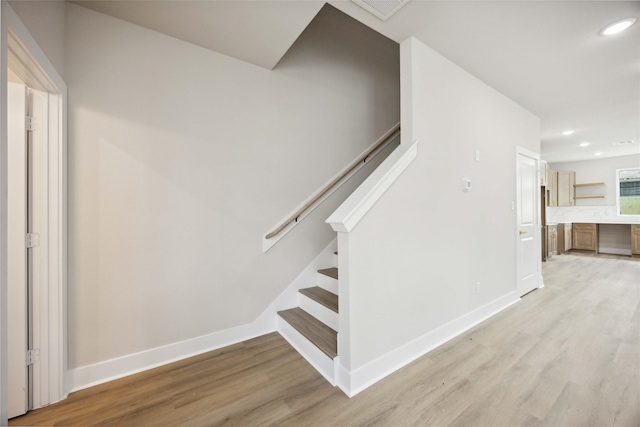 222 Canino Rd A/B, Unit A/B Houston, TX 77076 - staircase with recessed lighting, wood finished floors, and baseboards
