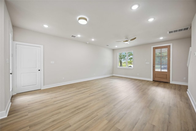 222 Canino Rd A/B, Unit A/B Houston, TX 77076 - spare room with a ceiling fan, light wood-type flooring, baseboards, and recessed lighting