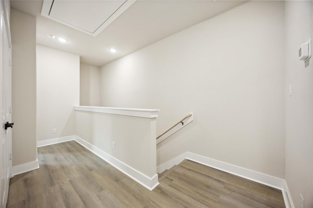 222 Canino Rd A/B, Unit A/B Houston, TX 77076 - corridor with an upstairs landing, recessed lighting, wood finished floors, and baseboards