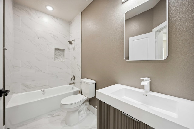 222 Canino Rd A/B, Unit A/B Houston, TX 77076 - full bath with marble finish flooring, toilet, tub / shower combination, baseboards, and a textured wall