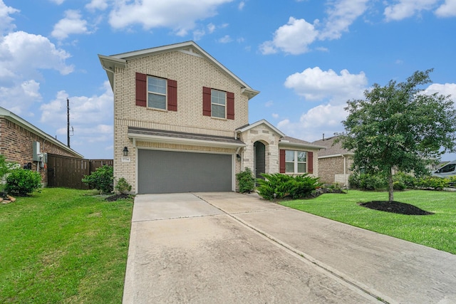 7714 Squall Ln, Baytown, TX 77523 - traditional-style home with brick siding, a garage, and concrete driveway