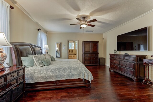 5211 Rothchilde Ct, Houston, TX 77069 - bedroom featuring crown molding, wood finished floors, and ceiling fan