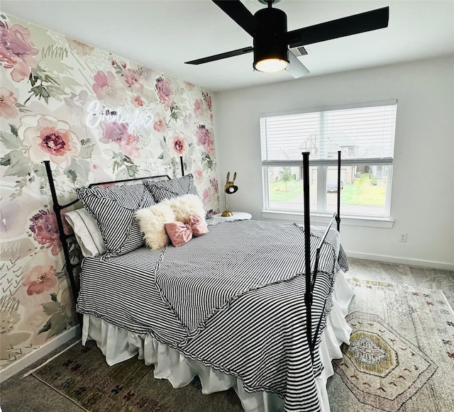 12531 Hilltop Mill Rd, Magnolia, TX 77354 - bedroom with baseboards and ceiling fan