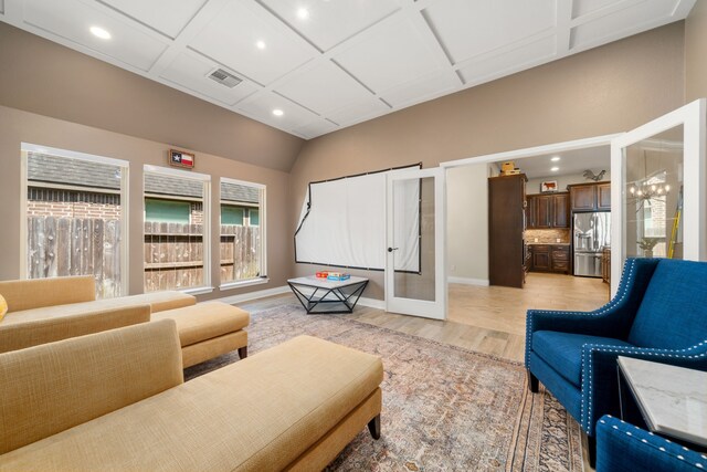 13909 Morgan Bay Dr, Pearland, TX 77584 - building lobby with coffered ceiling and recessed lighting