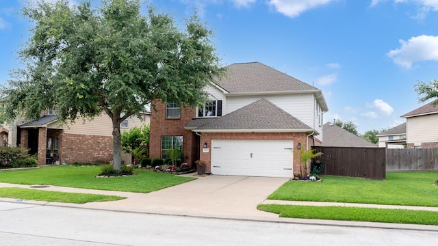 13703 View Meadow Ln, Houston, TX 77034 - traditional home with brick siding, a garage, driveway, and roof with shingles