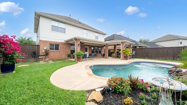 13703 View Meadow Ln, Houston, TX 77034 - view of swimming pool with a ceiling fan and a patio area