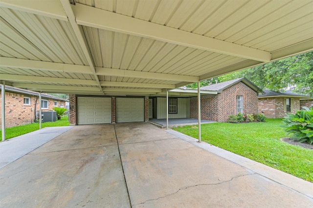 1210 E Rutgers Ln, Deer Park, TX 77536 - view of patio featuring a garage, central AC, and a carport