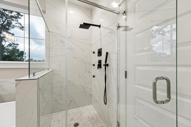 807 Martin St Unit D, Houston, TX 77018 - bathroom featuring a marble finish shower