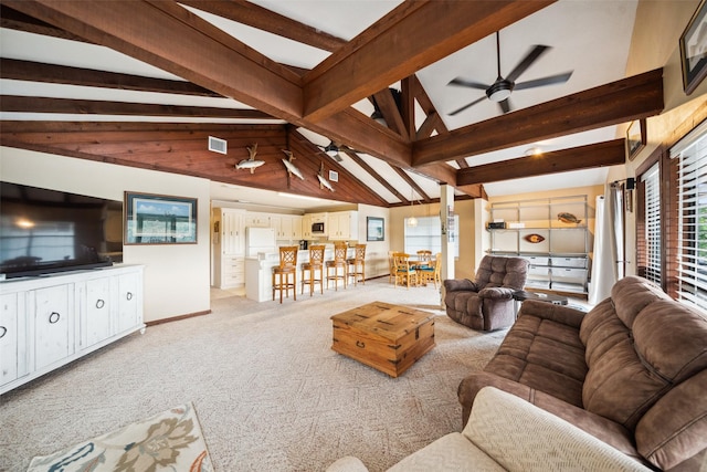 215 Selkirk Rd, Matagorda, TX 77414 - living area with a ceiling fan and light carpet