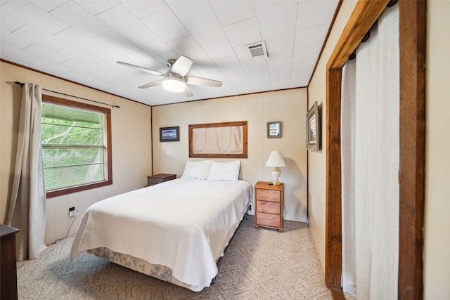 215 Selkirk Rd, Matagorda, TX 77414 - bedroom with carpet floors and a ceiling fan