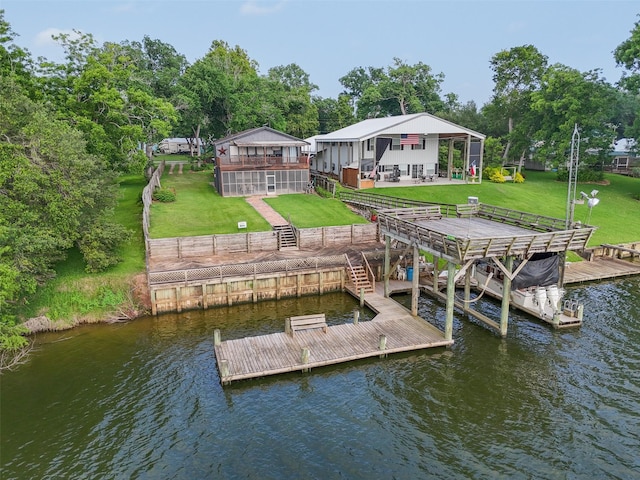 215 Selkirk Rd, Matagorda, TX 77414 - dock area with stairs and a deck with water view