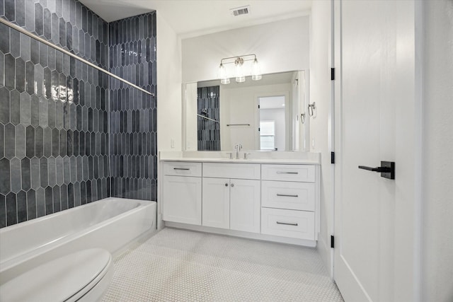2209 Dennis St, Houston, TX 77004 - full bath with tile patterned floors, shower / bathtub combination, vanity, and toilet