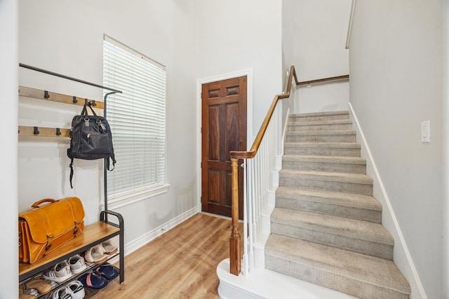 5741 Kansas St, Houston, TX 77007 - stairway with wood finished floors and baseboards